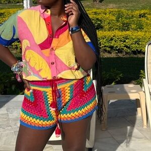 FARM Rio COLORFUL CROCHET SHORTS